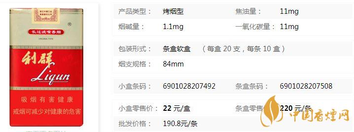 利群軟紅長嘴小包多少錢 利群軟紅長嘴價格及參數